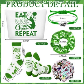 144 Pcs Cheerleader Gifts Bulk for Team, 6 Sets Goodie,Green