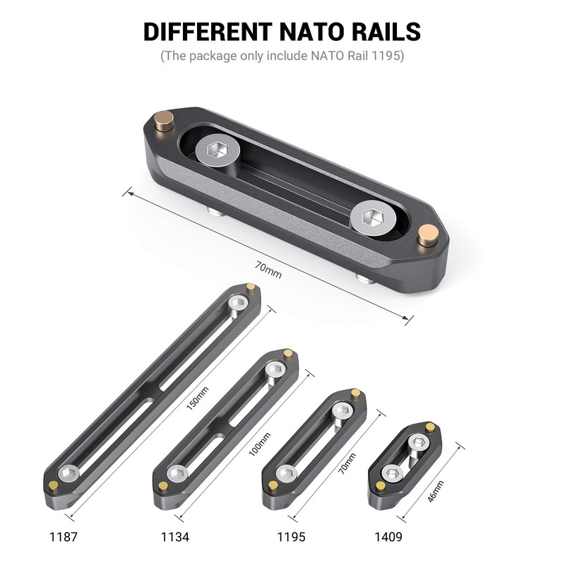 SmallRig Quick Release Safety NATO Rail 70mm Long with Spring