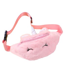 Asamio Unicorn Pattern Plush Girls Gradient Bum Bag Fanny Pack Waist Bag Chest Bag Fanny Pack, pink - deep pink