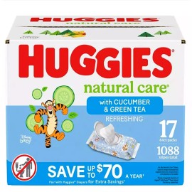 Huggies Natural Care Baby Wipes, Cucumber and Green Tea, 17 pk., 1088 Wipes