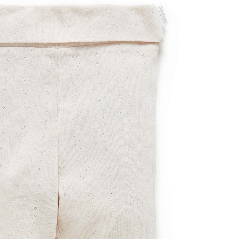 Purebaby Pointelle Footed Leggings - Wheat Melange, 00