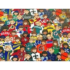 Cotton Quilt Fabric All Sports Teams Fans Football Baseball by 16"x30"