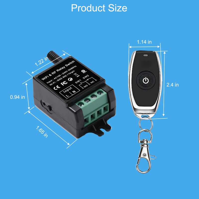 Smart Dry Contact Switch, AC Wireless Relay with RF Remote