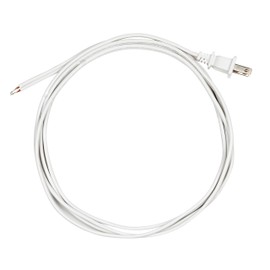 GE Power Gear 8 Ft Lamp Cord, Polarized Molded Plug, 2-Prong, DIY Repair/Replacement, UL Listed, White, 54475