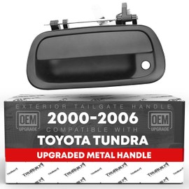 Tailgate Handle Latch Upgraded Metal, Compatible with 2000-2006 Toyota Tundra - Exterior Tailgate Assembly, Textured Black, w/Keyhole - OEM 69090-0C010-Metal, 80866, TO1915110