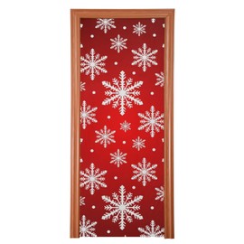 Qilmy Christmas Snowflake Front Door Cover Washable Fabric Door Sign Banner for Home, Yard and Party Decoration, 36 x 98 Inch