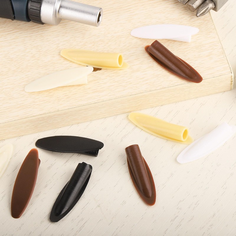 sourcing map 100Pcs Plastic Pocket Hole Plugs, 9mm Slant Hole