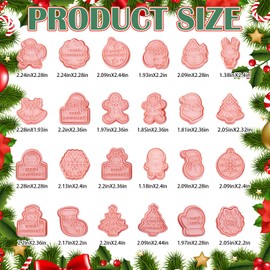 24 Pieces Christmas Cookie Stamps Gingerbread Cookie Cutters Xmas Embossing Santa Claus Elk Snowman Shapes 3D Plastic Cookie Molds for Baking Holiday Party Supplies