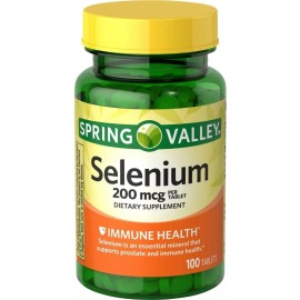 Selenio 200 mcg Suplemento Antioxidante - Natural Valley - Ideal para Sistema Inmune, Salud de la Tiroides y Proteccin Celular  100 Tabletas          
