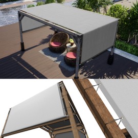 ColourTree 8' W x 12' L Grey Pergola Sun Shade Canopy Replacement Cover UPF50 & Commercial Grade 260 GSM Cloth for Outdoor Patio, Includes Stainless Steel Weighted Rods (We Make Custom Size)