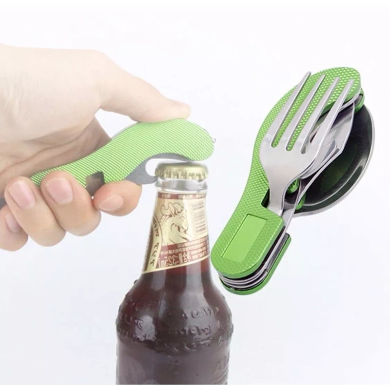 Camping Range Cubiertos Plegables Campismo Senderismo Viaje Navaja 4 En