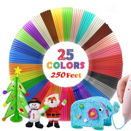 25 Colors 250 Feet 3D Pen Filament Refills, Each Color is 10 feet, 1.75mm PLA 3D Pen Refills for 3D Printing Pen, Compatible with MYNT3D SCRIB3D 3D Printing Pen, Not Support for 3Doodler Pen