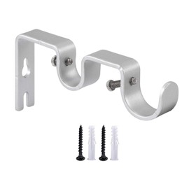 Anndason Heavy Duty Curtain Rod Brackets Double Curtain Rod Brackets Double Rod Holders 1" and 5/8" Inch Rod (Set of 6, Silver)