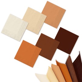 Whaline 120Pcs Fall Colors Cocktail Napkin Autumn Brown Beverage Luncheon Paper Napkins 2 Ply for Thanksgiving Home Party Table Decor, 6 Colors