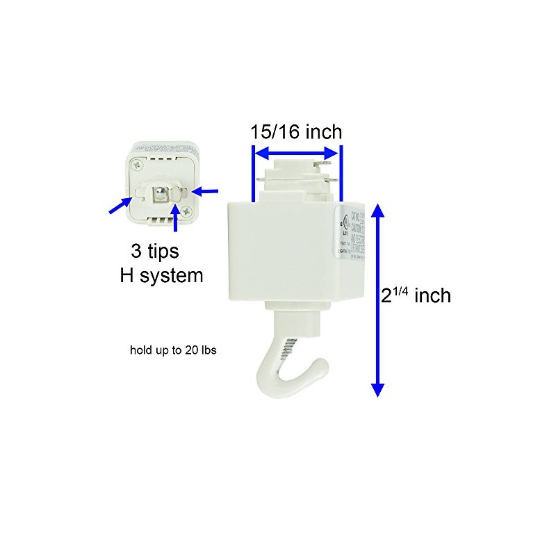 Direct-Lighting H System Track Adapter with Hook H870-WH (White)
