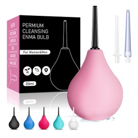 Enema for Intestinal Cleansing, 224 ml, Butt Shower Irrigator, Intimate Shower for Shower and Vaginal Shower for Men and Women with 3 x Removable, Comfortable, Slim Shower Head Nozzles (Pink)