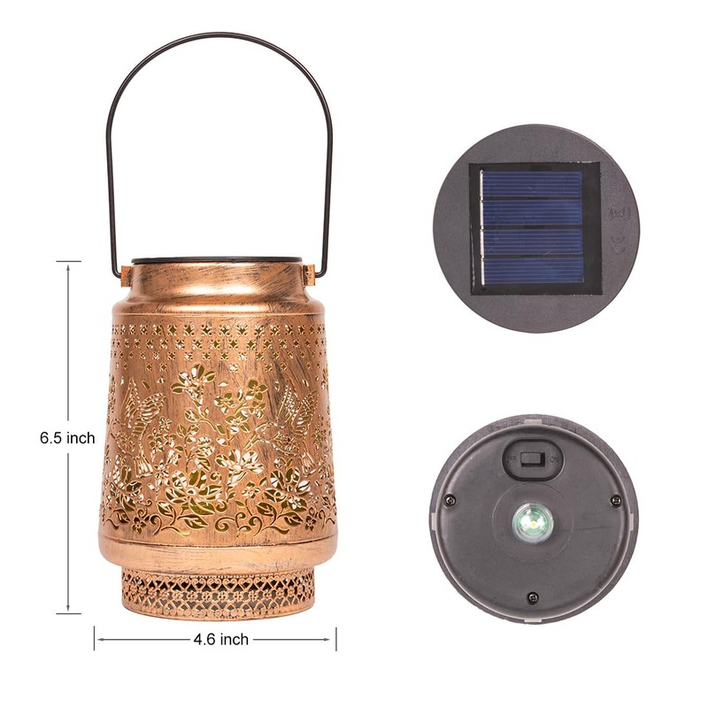 RESNICE Outdoor Waterproof Hummingbird Solar Lanterns Metal Hanging Garden Light