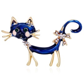 FAIRYGATE Cat Brooches for Women UK Brooch Pins for Women Rhinestone Crystal Cat Cute Kitty Lapel Pins Brooches for Dress Jewelry Accessories Wedding Party Gifts B4209