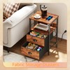 Furologee End Table with Charging Station, Nightstand with Fabric Drawers,