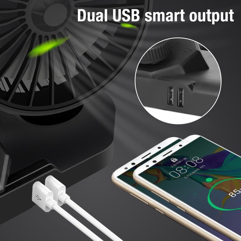 Car Fan Dual Head 24v 360° Adjustable Powerful USB Car