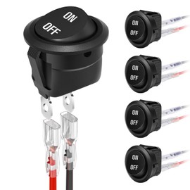 XINYIELE 12 Volt Round Rocker Switch,On Off Rocker DC Switch,Round Toggle Switch,2 Pin SPST Switch Button 6A/250V 10A/125V AC Small Electric Switch with Wires for Car Stereo Marine Boat（ON-Off,5Pcs)