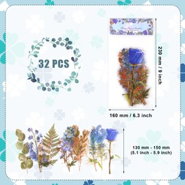 32pcs Gold Foil Floral Sticker, Large Foil Floral Sticker Transparent Scrapbooking Stickers Flowers for Home Diaries Scrapbooking Crafts Supplies