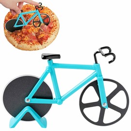 Pizza Cutter, Bicycle Pizza Cutter Wheels Dual Stainless Steel Super Sharp Blades Slicer with Non-Stick Coating,Novelty Pizza Cutter