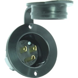 Journeyman-Pro RV & Boat 125V 15A, Outdoor Power Inlet Port - Receptacle Covers 5-15 - With/Front Rubber Cover