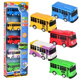 Bus Toy, School Bus Vehicles with Box, Children's Bus Playset,Friction-Powered Automobiles, 5PCS Pull Back Vehicles Model Car, City Bus Accessories Kids Gifts for Girls and Boys Ages 3 and Up-D