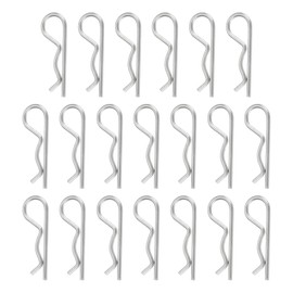 QUARKZMAN Pack of 20 Towing Hitch Clips, 3 mm x 60 mm R Clips, 304 Stainless Steel Retention Wire, Hairpins, Cotter Pins, Assortment Kit Clips for Trailers, Tractors, Mowers, Trucks, Pin Clips, Silver
