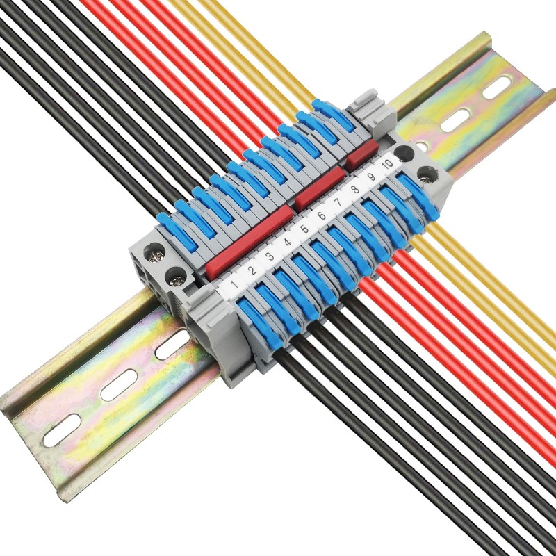 DIN Rail Terminal Block, CTRICALVER Terminal Block Kit, 10 Pieces