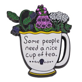 Leraverppy Enamel Pin,Some People Need A Cup Of Tea Lapel Pin,Plants Tea Cups Badge,Enjoy Time Brooch,Gift For Workers Friends Family Partners DIY Decor Canvas Bag Backpack Lanyards Jacket Accessory