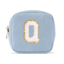 Pocmimut Makeup Bag,Trendy Stuff Cosmetic Bag for Women & Teen Girls, Ideal Birthday Gift for Girlfriend, Teacher & Mother,Blue,Q