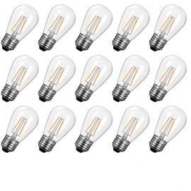 S14 Led Light Bulbs 2700K, Warm White, Shatterproof Lightbulbs Equivalent to 11 W, Dimmable E26 E27 Shatterproof Replacement Bulb for Home Light Fixtures and Decorative, 15 PC