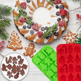 mdgfge Christmas Silicone Chocolate Molds Candy Baking Moulds Snowflake Cane Snowman Xmas Tree Gingerbread Shape Mold for Christmas New Year Party DIY Handmade Soap Candles Molds Supplies (2 Pcs)