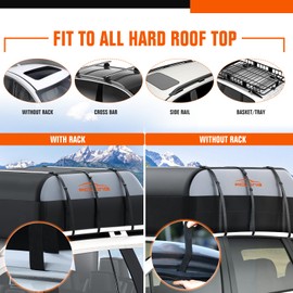 ACLONG 21 Cubic Feet Car Roof Bag 840D Waterproof Rooftop Cargo Carrier Bag for All Cars with/Without Racks Includes Anti-Slip Mat Storage Bag Combination Lock 6 Door Hooks
