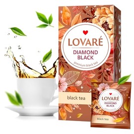 Individually Wrapped Tea Bags By Lovare Made in Ukraine - LOVARE Diamond Black Tea – Premium Black Tea Blend – Bold, Rich & Aromatic - 48 g (24 tea bags x 2 g each) (Diamond Black)