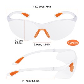 ZWQLZG Safety Glasses, 10 Pcs Clear Safety Glasses for Work Eye Protection Glasses Work Glasses Safety Goggles Protective Glasses Eye Protection for Construction Laboratory Anti Dust Chemistry