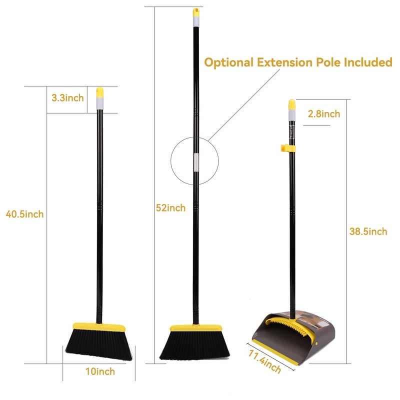 TreeLen Broom with Dustpan Combo Set,Stand up Dust Pans with