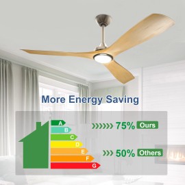 depuley 52/60 Inch Ceiling Fan with Lights, 3 Blade Fan,with DC Motor and Remote Control - 52in