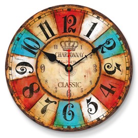 VIKMARI 20 cm Industrial Vintage Wall Clock, Small Country House Style Retro Clock, Round, Without Ticking Noise, Wall Clocks for Kitchen, Living Room, Bedroom, Bathroom