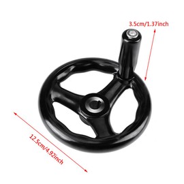 Black Round 3 Spoke Hand Wheel Electric Wood Bakelite Three Hand Wheel Machine Hand Wheel 12 * 125mm for Lathe Milling Machine