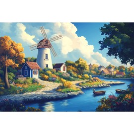 MISITU Puzzle 1000 Pieces for Adults and Children from 14 Years Classic Puzzles, City by the Lake Puzzles 1000 Pieces