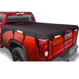 Softclub Upgraded Truck Bed Tarp Cover for Standard Bed (6.5' Box) Fit for Ford F150 GMC Silverado Ram, Waterproof Heavy Duty 600D Oxford Fabric, Pickup Truck Bed Cover with Bungee Webbings-Black
