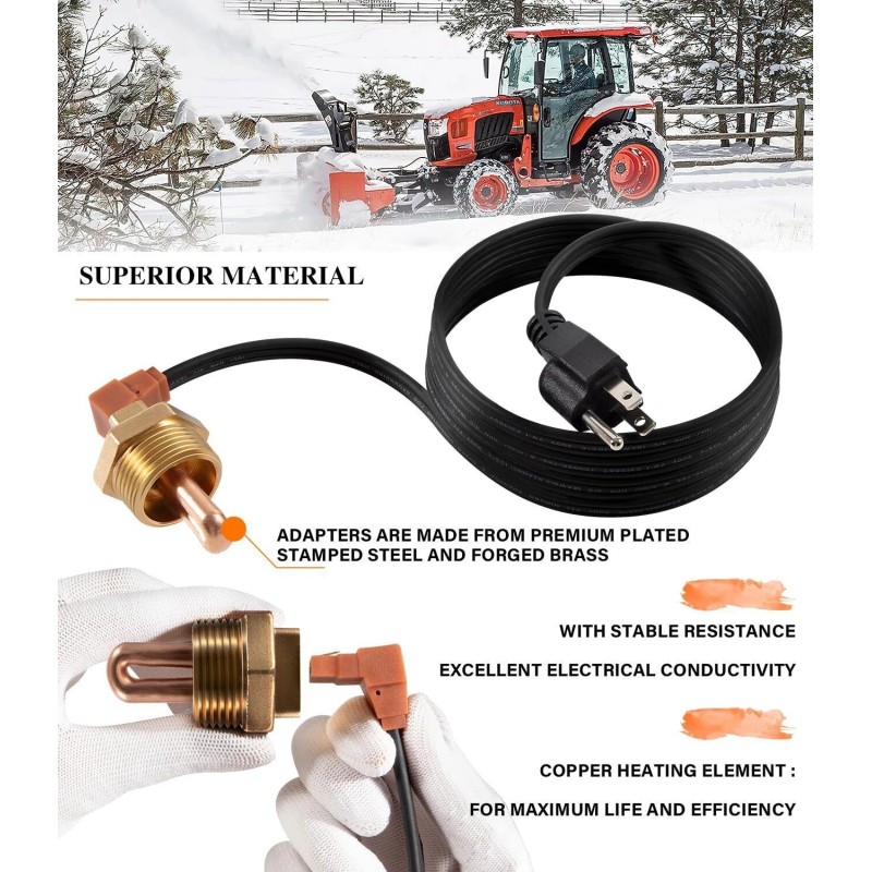 For Zerostart/Temro 1" NPT 400W Block Heater Immersion for Engine