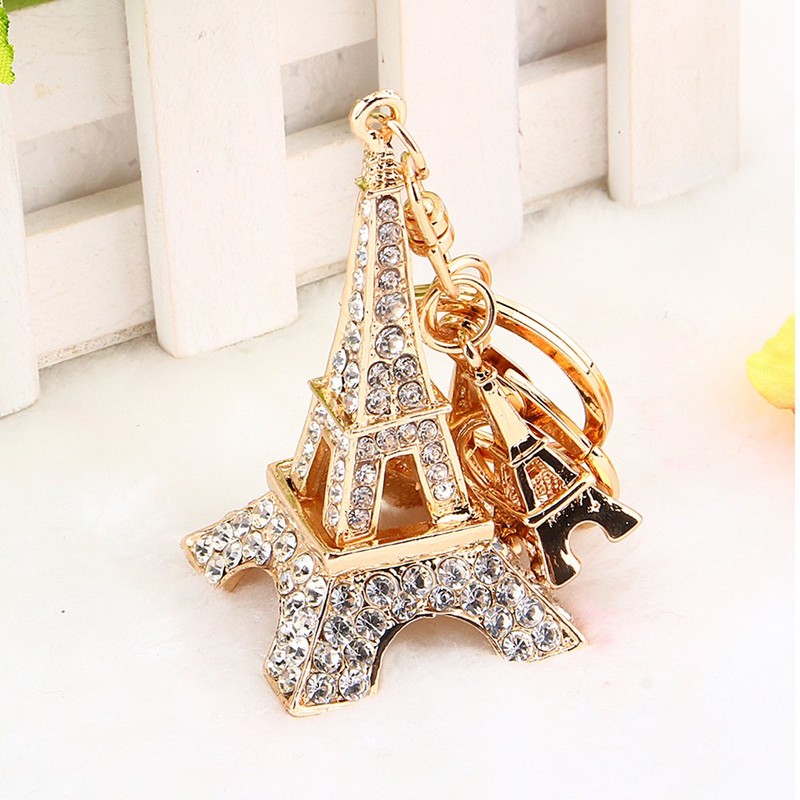 Keychain,Eiffel Tower Rhinestones Keyring Charm Pendant Purse Bag Key Ring
