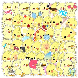 50PCS Cute Little Yellow Duck Stickers for Teen Boys Girls Kids Adults,Lovely Cartoon Animals Waterproof Decals for Water Bottles Skateboard Phone Laptop Luggage Helmet Computer Car Bike