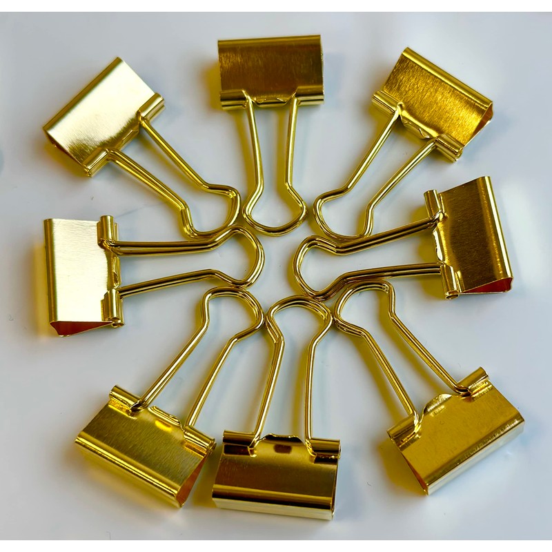 15mm Gold Metal Binder Foldback Clips Bulldog/Paper Clips/Binder Clips File