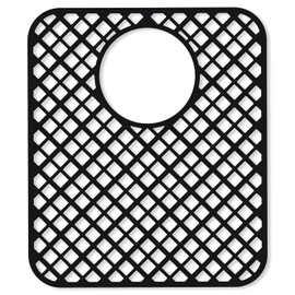 2 Pack Silicone Sink Protectors for Kitchen Sink, Trellis Pattern 13 x 11 Inches Sink Mat, Non-Slip and Durable Sink Protector Silicone, Rear Drain, Black