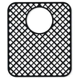 2 Pack Silicone Sink Protectors for Kitchen Sink, Trellis Pattern 13 x 11 Inches Sink Mat, Non-Slip and Durable Sink Protector Silicone, Rear Drain, Black